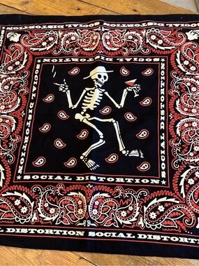 Social Distortion Black and Red Skeleton Tour Hankerchief
